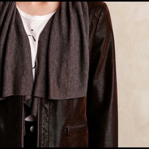 Anthropologie Hei Hei Brown Vegan Leather Jacket - Picture 2 of 13